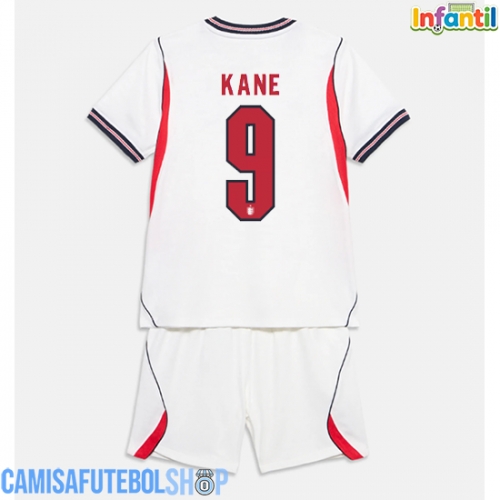 Camisa de time de futebol Inglaterra Harry Kane #9 Replicas 1º Equipamento Infantil Mundo 2026 Manga Curta (+ Calças curtas)
